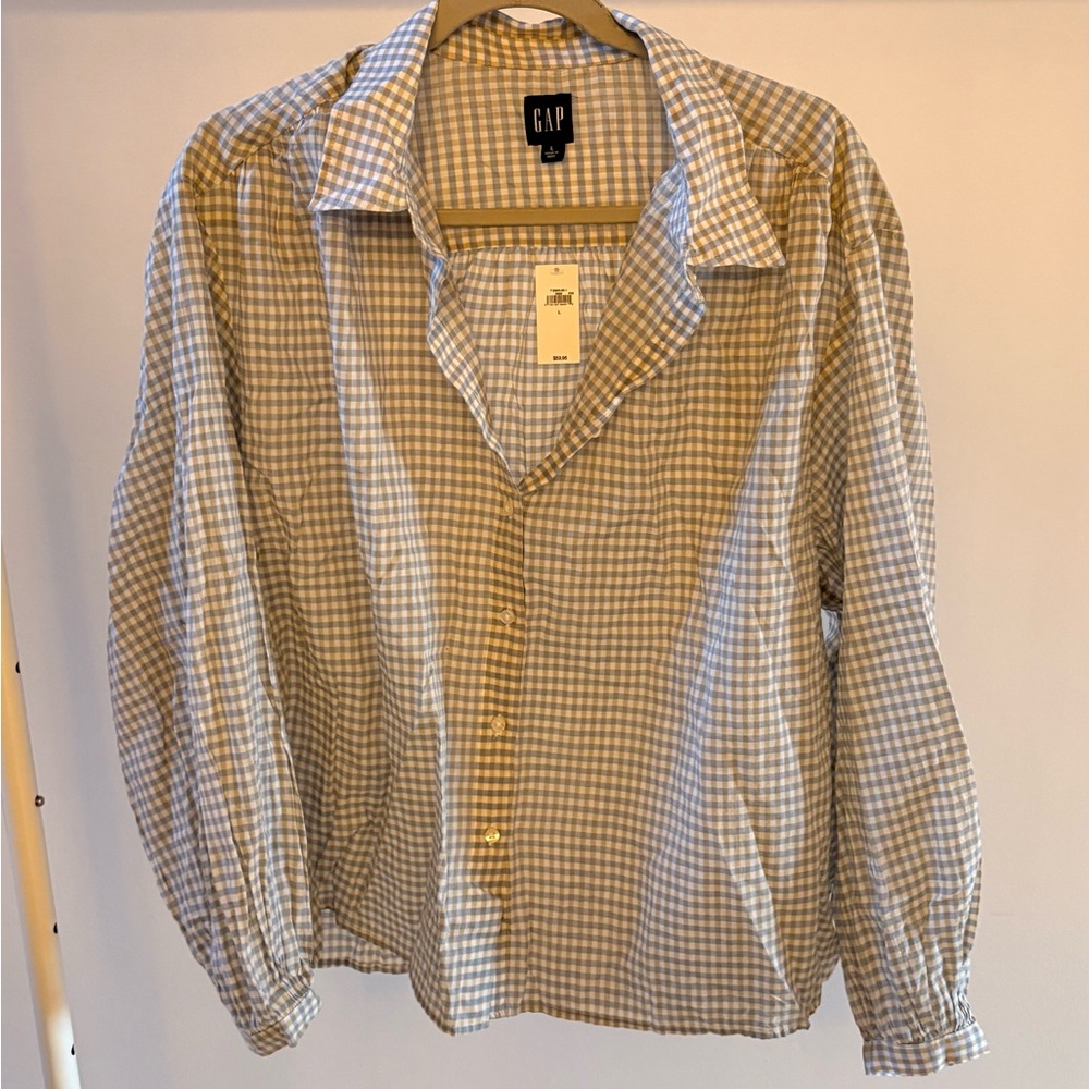 GAP Checkered Blouse - Brown and White